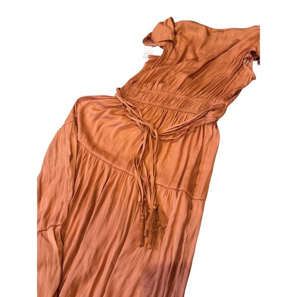 Joie Copper Rose Tiered Maxi Dress Flutter Sleeves Women’s Size Medium NWT - Picture 9 of 12